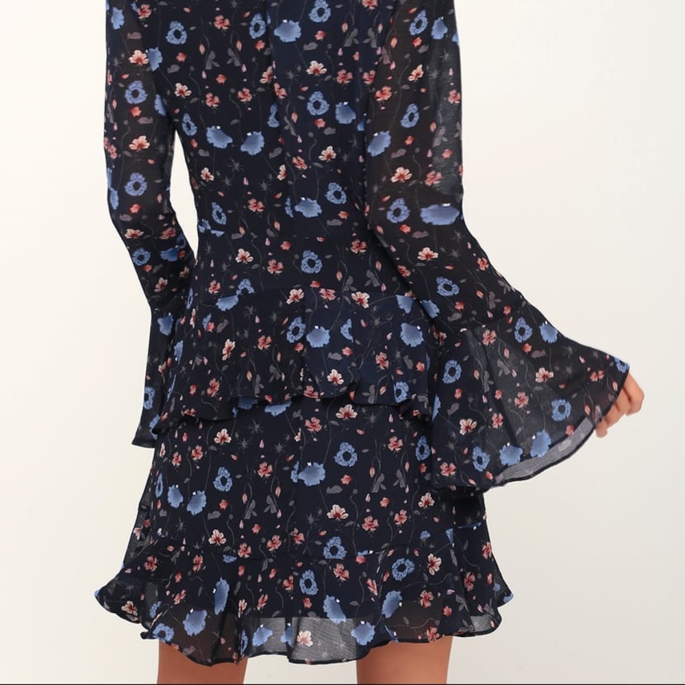 NWT Lulus Navy Floral Dress Size XS - Picture 4 of 5